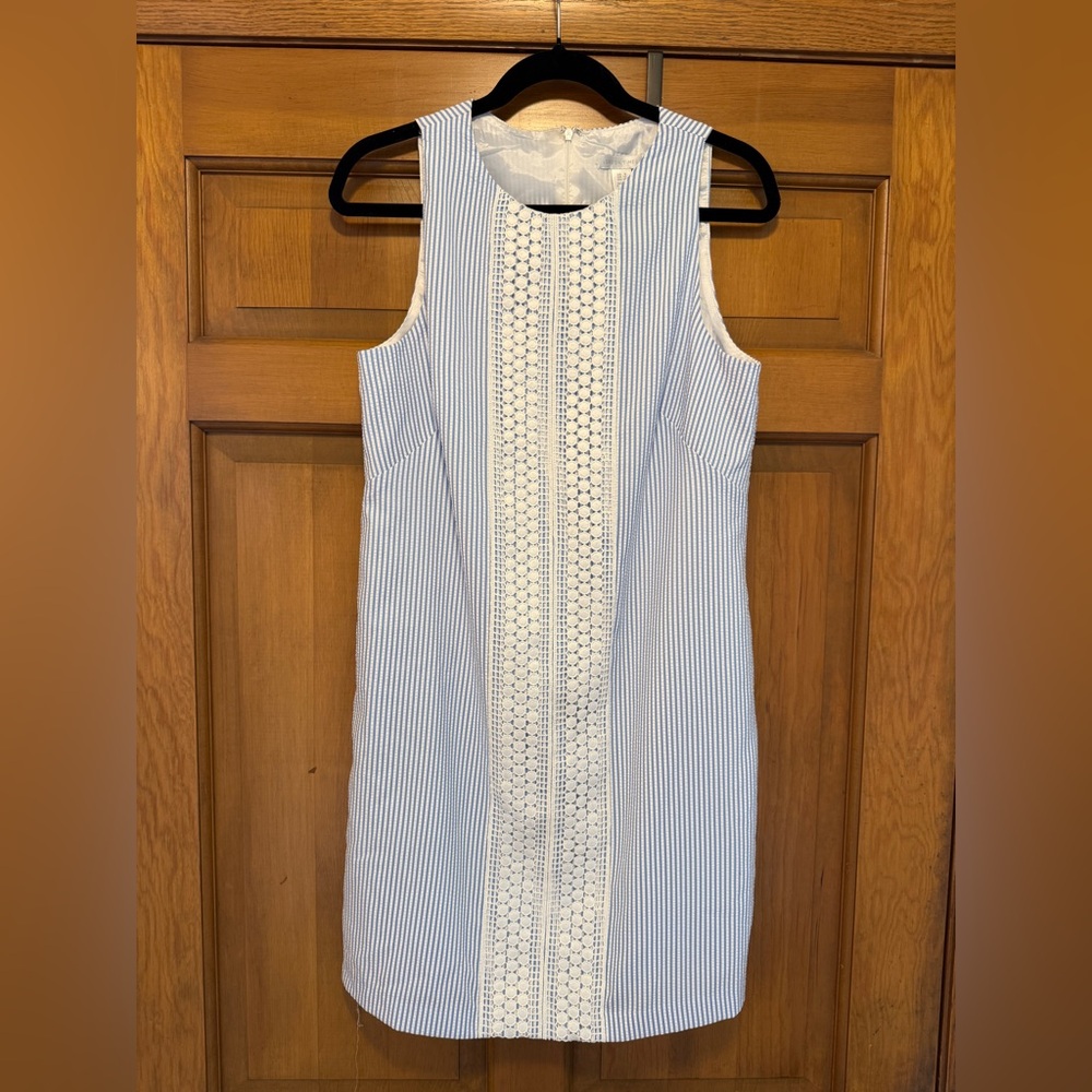 London Times Blue Sheath Dress Mock Neck Sleeveless